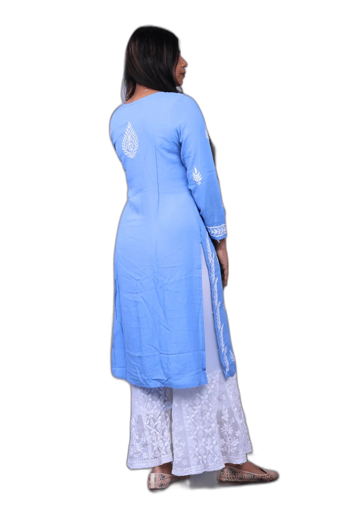 Blue Modal Cotton Long Kurti - Awadhkari