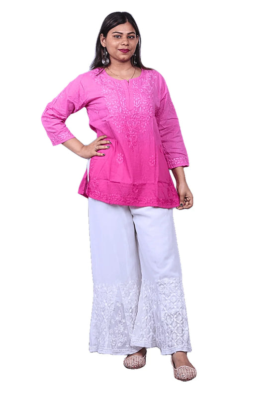 Pink Mal Mal Cotton Short Kurti - Awadhkari