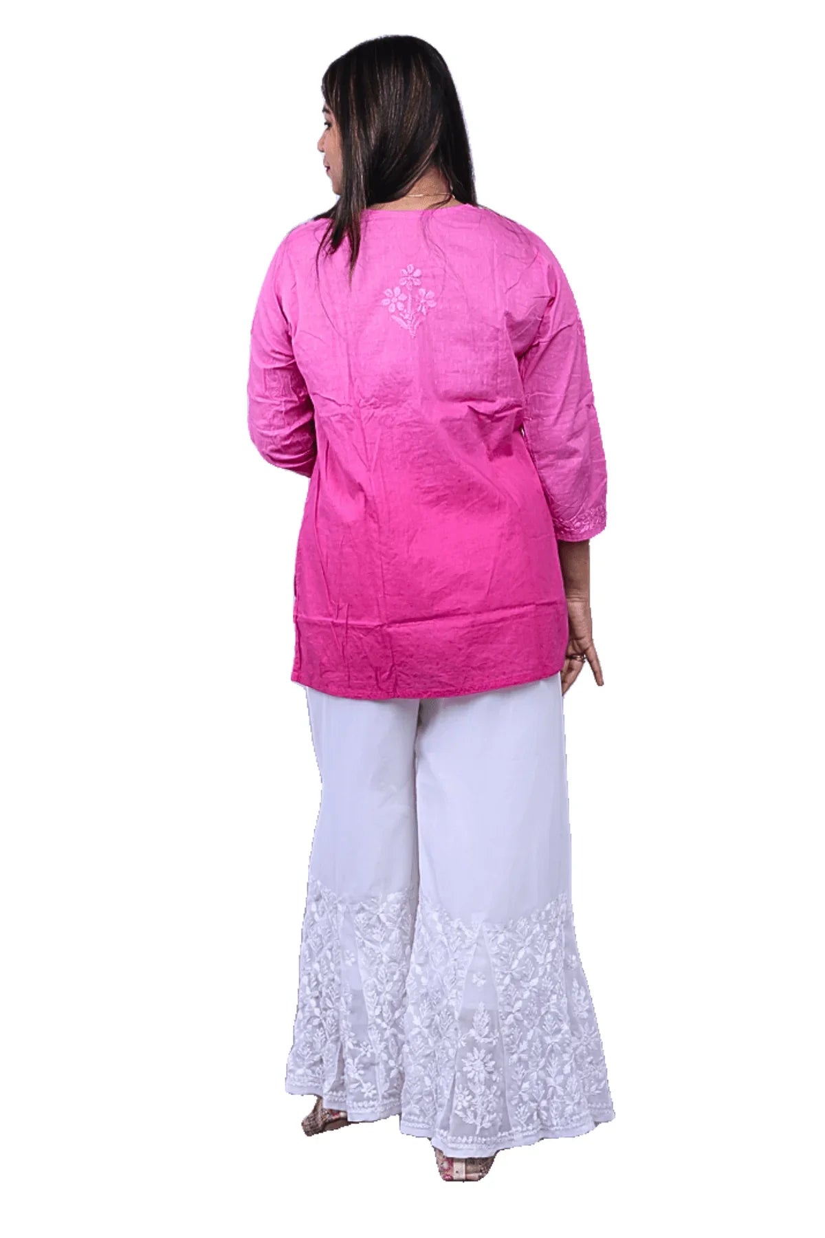 Pink Mal Mal Cotton Short Kurti - Awadhkari