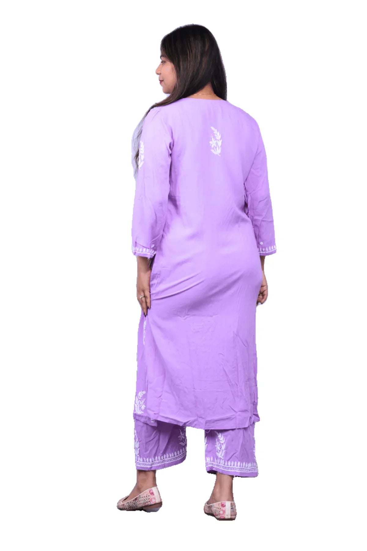 Purple Chikankari Modal Cotton Palazzo Set - Awadhkari