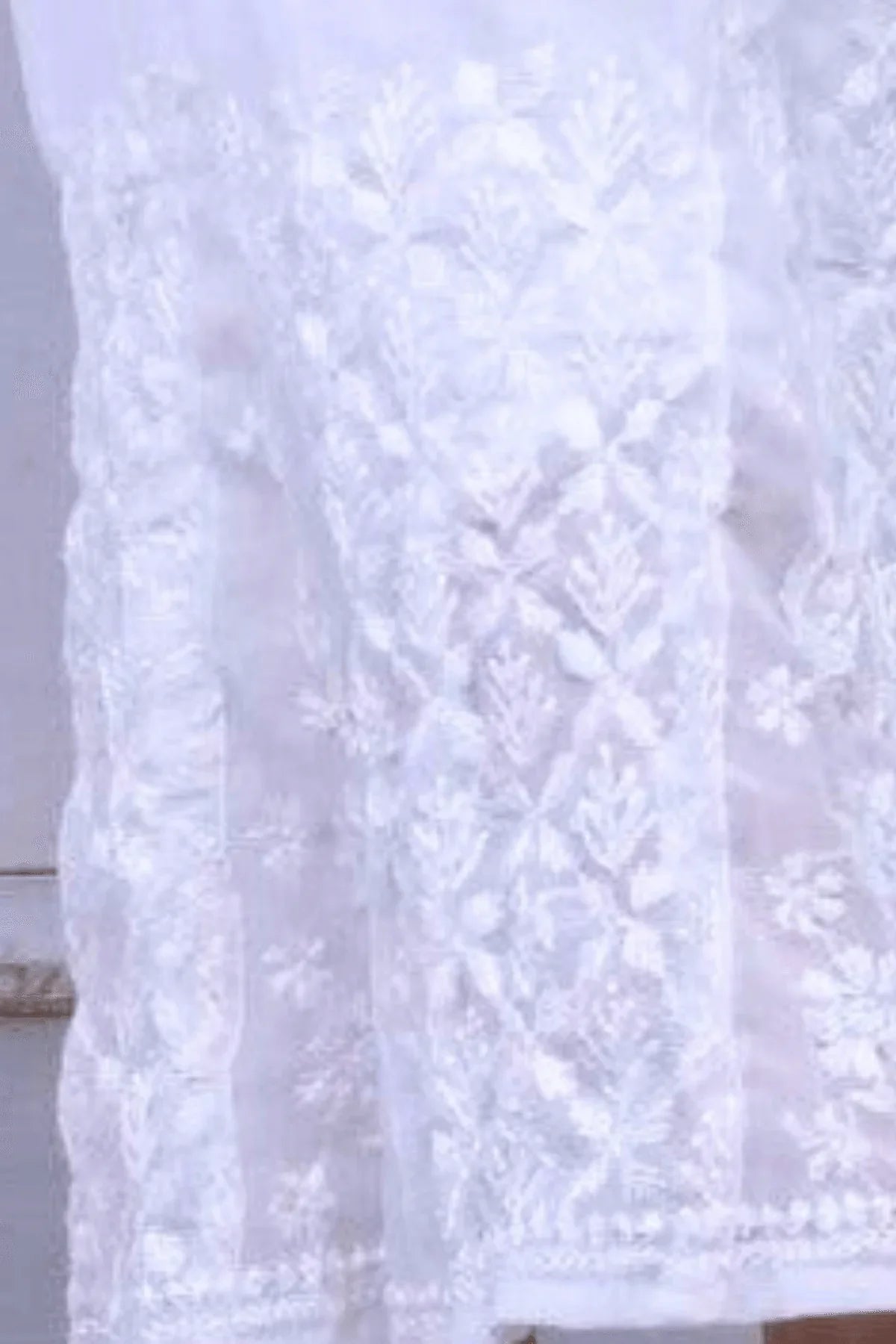 White Chiffon Chikankari Palazzo - Awadhkari