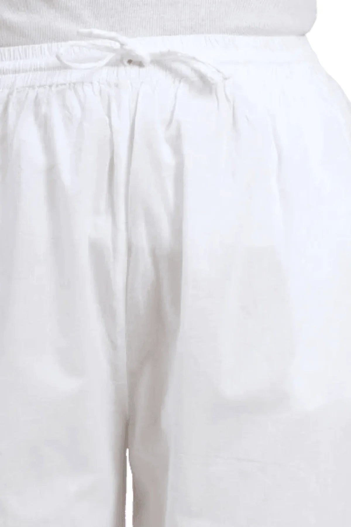 White Stretchable Chikankari Lycra Cotton Pants - Awadhkari