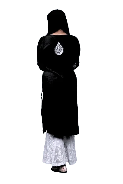 Black Modal Cotton Long Kurta - Awadhkari