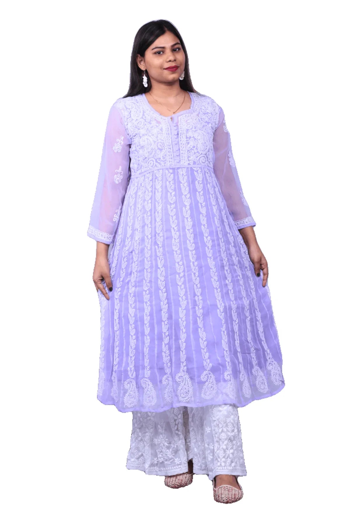 Purple Georgette Anarkali Gown - Awadhkari