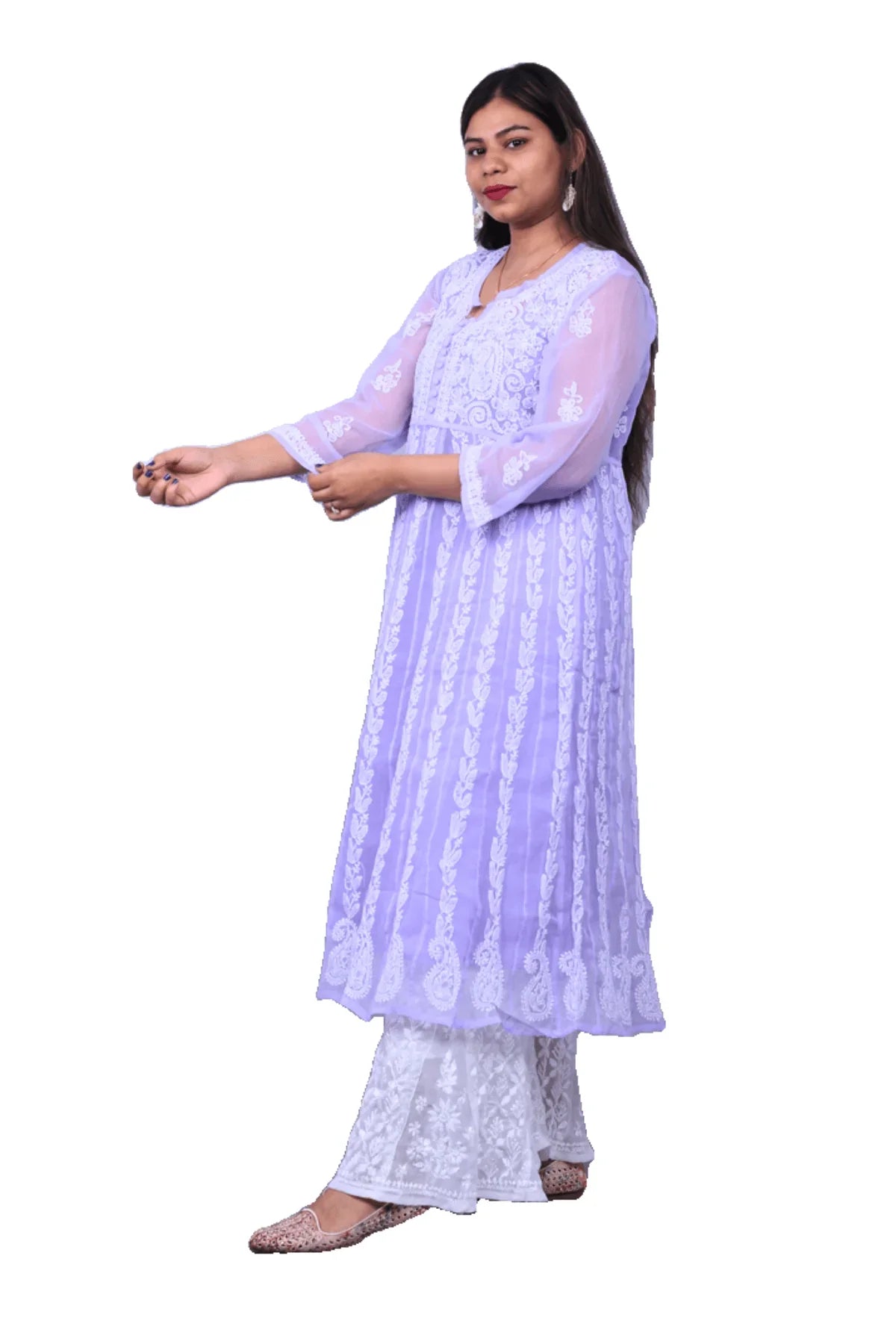Purple Georgette Anarkali Gown - Awadhkari