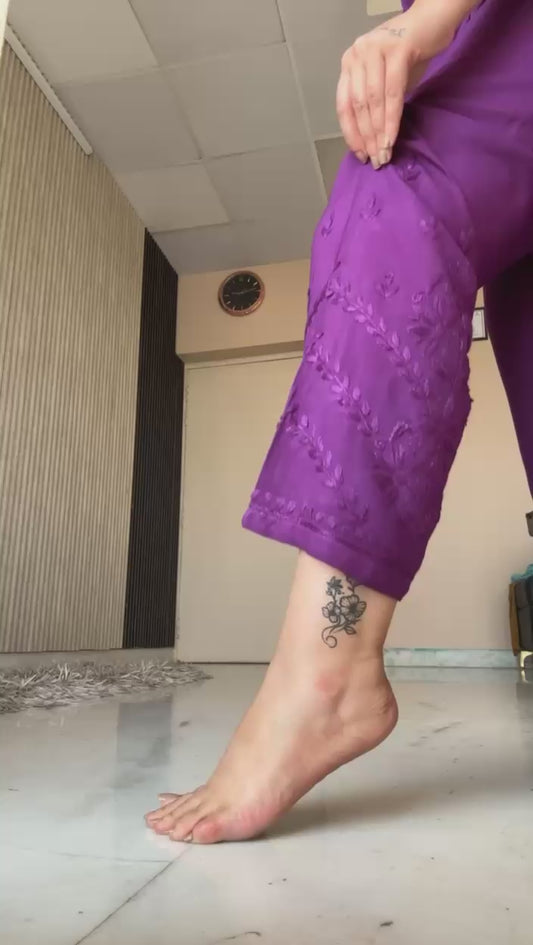 Sea Green Lucknowi Chikankari Beautiful Designer Dyeble Chanderi silk Plazo Set